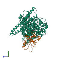 PDB entry 1n54 coloured by chain, side view.