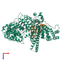 PDB entry 1n54 coloured by chain, top view.