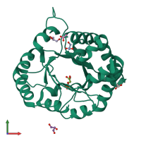 PDB entry 1n55 coloured by chain, front view.