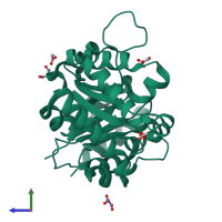 PDB entry 1n55 coloured by chain, side view.