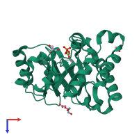 PDB entry 1n55 coloured by chain, top view.