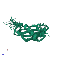 PDB entry 1n5h coloured by chain, ensemble of 15 models, top view.