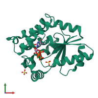 PDB entry 1n5j coloured by chain, front view.