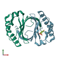 PDB entry 1n5t coloured by chain, front view.