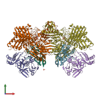 PDB entry 1n5w coloured by chain, front view.