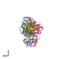 PDB entry 1n5y coloured by chain, side view.