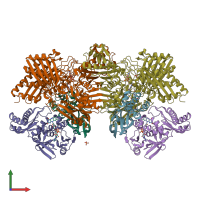 PDB entry 1n60 coloured by chain, front view.