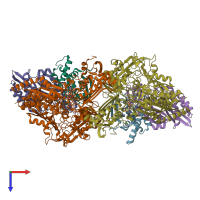 PDB entry 1n62 coloured by chain, top view.