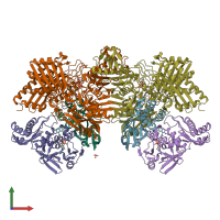 PDB entry 1n63 coloured by chain, front view.