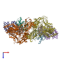 PDB entry 1n63 coloured by chain, top view.