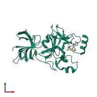 PDB entry 1n6a coloured by chain, front view.