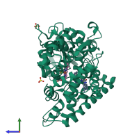 PDB entry 1n6b coloured by chain, side view.