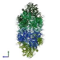 PDB entry 1n6d coloured by chain, side view.