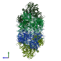 PDB entry 1n6e coloured by chain, side view.