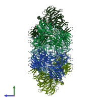 PDB entry 1n6f coloured by chain, side view.