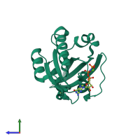 PDB entry 1n6h coloured by chain, side view.