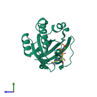 PDB entry 1n6n coloured by chain, side view.