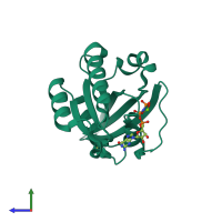 PDB entry 1n6r coloured by chain, side view.