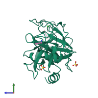 PDB entry 1n6x coloured by chain, side view.