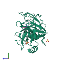 PDB entry 1n6y coloured by chain, side view.