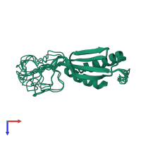 PDB entry 1n6z coloured by chain, ensemble of 10 models, top view.