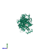 PDB entry 1n75 coloured by chain, side view.