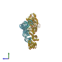 PDB entry 1n77 coloured by chain, side view.