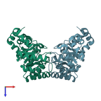 PDB entry 1n7k coloured by chain, top view.