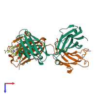 PDB entry 1n7m coloured by chain, top view.