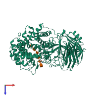 PDB entry 1n7q coloured by chain, top view.
