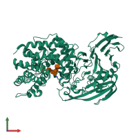 PDB entry 1n7r coloured by chain, front view.