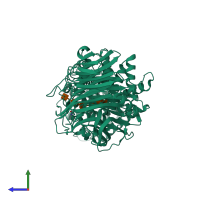 PDB entry 1n7r coloured by chain, side view.