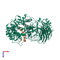 PDB entry 1n7r coloured by chain, top view.