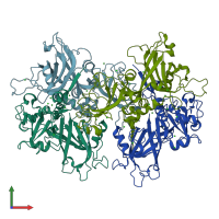 PDB entry 1n80 coloured by chain, front view.