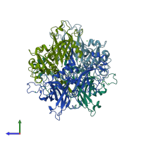 PDB entry 1n80 coloured by chain, side view.