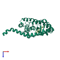 Monomeric assembly 1 of PDB entry 1n83 coloured by chemically distinct molecules, top view.