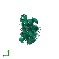 PDB entry 1n88 coloured by chain, ensemble of 29 models, side view.