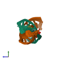 PDB entry 1n8c coloured by chain, ensemble of 11 models, side view.