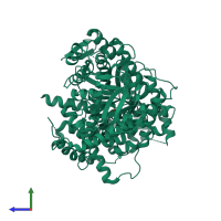 PDB entry 1n8i coloured by chain, side view.