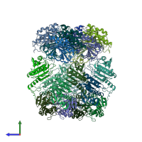 PDB entry 1n8j coloured by chain, side view.