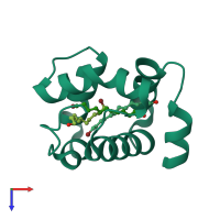 PDB entry 1n8u coloured by chain, top view.