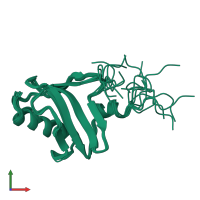 PDB entry 1n91 coloured by chain, ensemble of 10 models, front view.