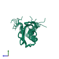 PDB entry 1n91 coloured by chain, ensemble of 10 models, side view.