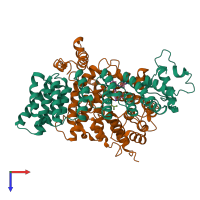 PDB entry 1n95 coloured by chain, top view.