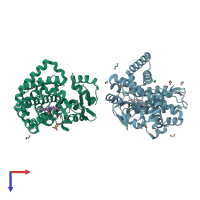 PDB entry 1n97 coloured by chain, top view.