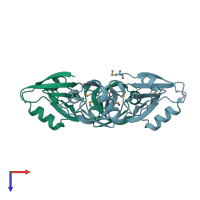 PDB entry 1n99 coloured by chain, top view.