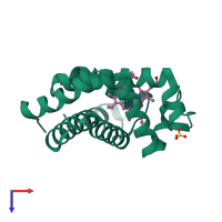 PDB entry 1n9f coloured by chain, top view.