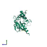 PDB entry 1n9p coloured by chain, side view.