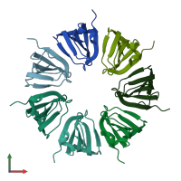 PDB entry 1n9r coloured by chain, front view.