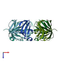 PDB entry 1n9r coloured by chain, top view.